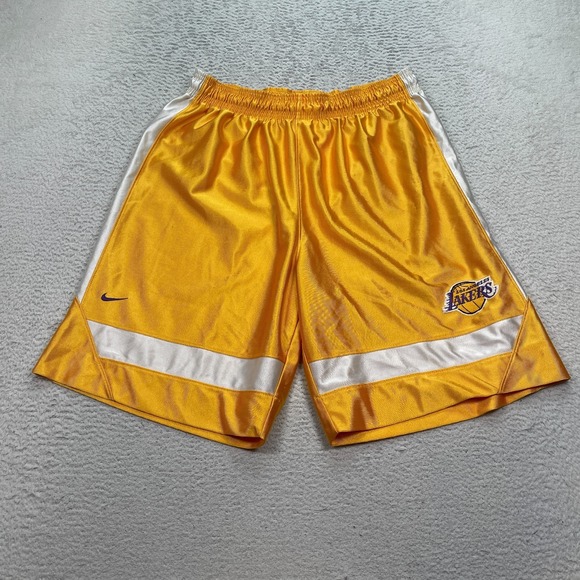 Nike Other - Vintage Nike Los Angeles Lakers Shorts Mens Size Medium Satin Yellow Embroidered